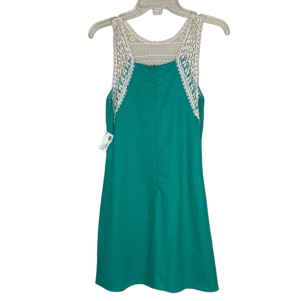 Sage Jade Crocheted Mock Neck Cotton Lined Zip Back Summer Wedding Dress Sz S